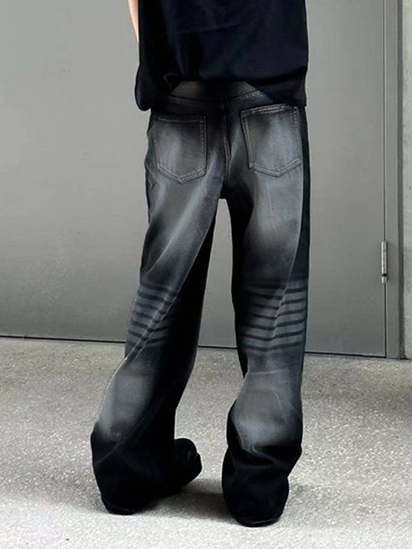 Herren-Jeans mit geradem Bein in Vintage-Distressed-Waschung-1