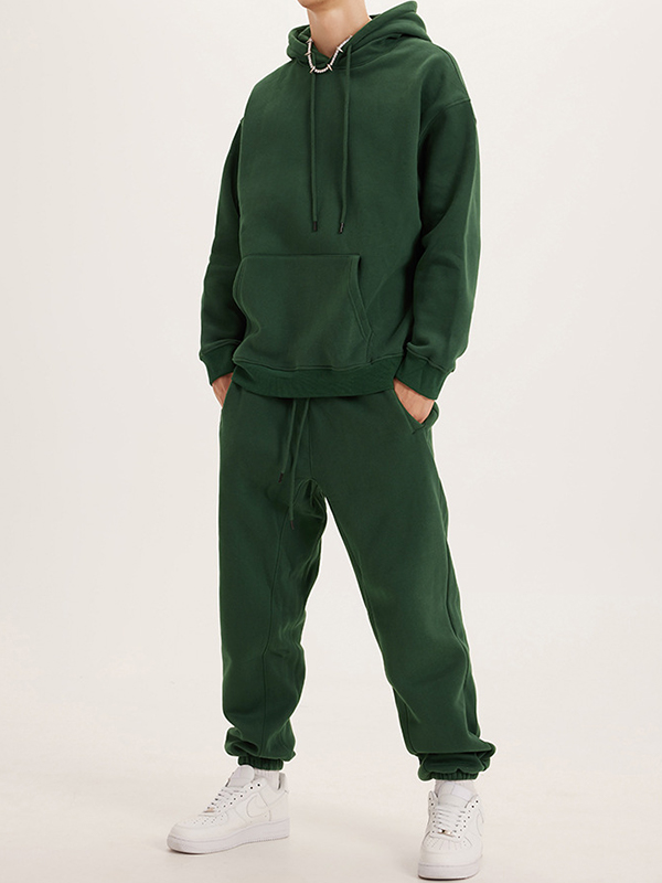 Einfarbiger, übergroßer Fleece-Hoodie für Herren-1