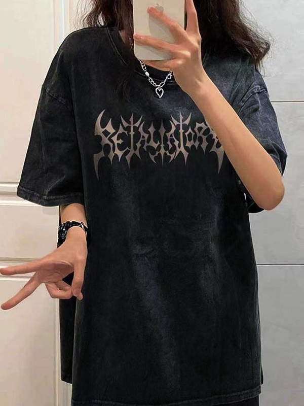 Verwaschenes, kurzärmliges, übergroßes T-Shirt mit Schmetterlingsmuster im Distressed-Look-2