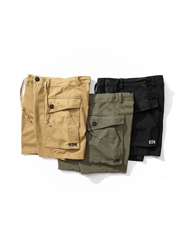 Khakifarbene Cargo-Shorts mit aufgesetzten Taschen für Herren-2