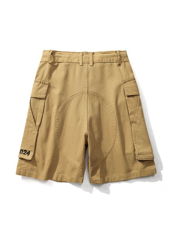 Khakifarbene Cargo-Shorts mit aufgesetzten Taschen für Herren-1