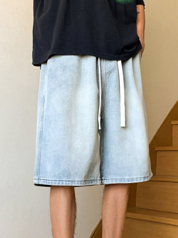 Locker geschnittene Denim-Shorts für Herren in Basic-Waschung-2