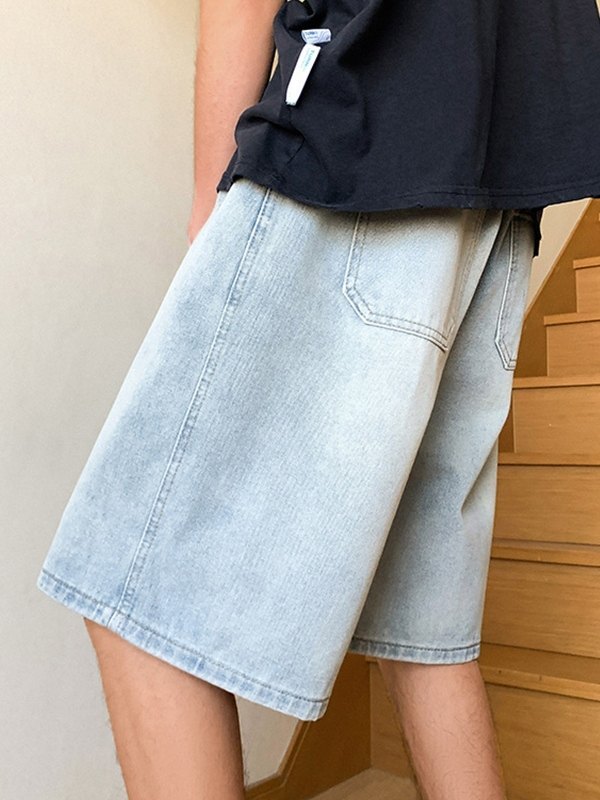 Locker geschnittene Denim-Shorts für Herren in Basic-Waschung-3