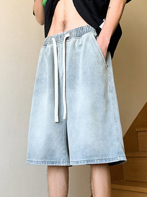Locker geschnittene Denim-Shorts für Herren in Basic-Waschung-1
